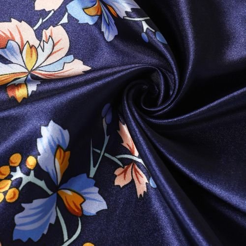 Vintage 90×90cm Navy Blue Floral Polyester Scarf Bordered Large Square Versatile Headscarf - Image 3