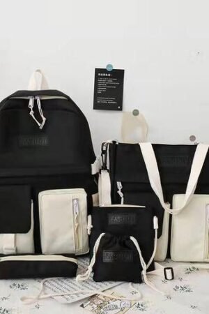 5in1 Backpack Set Unisex Backpack handbag sling bag, pencil bag wallet